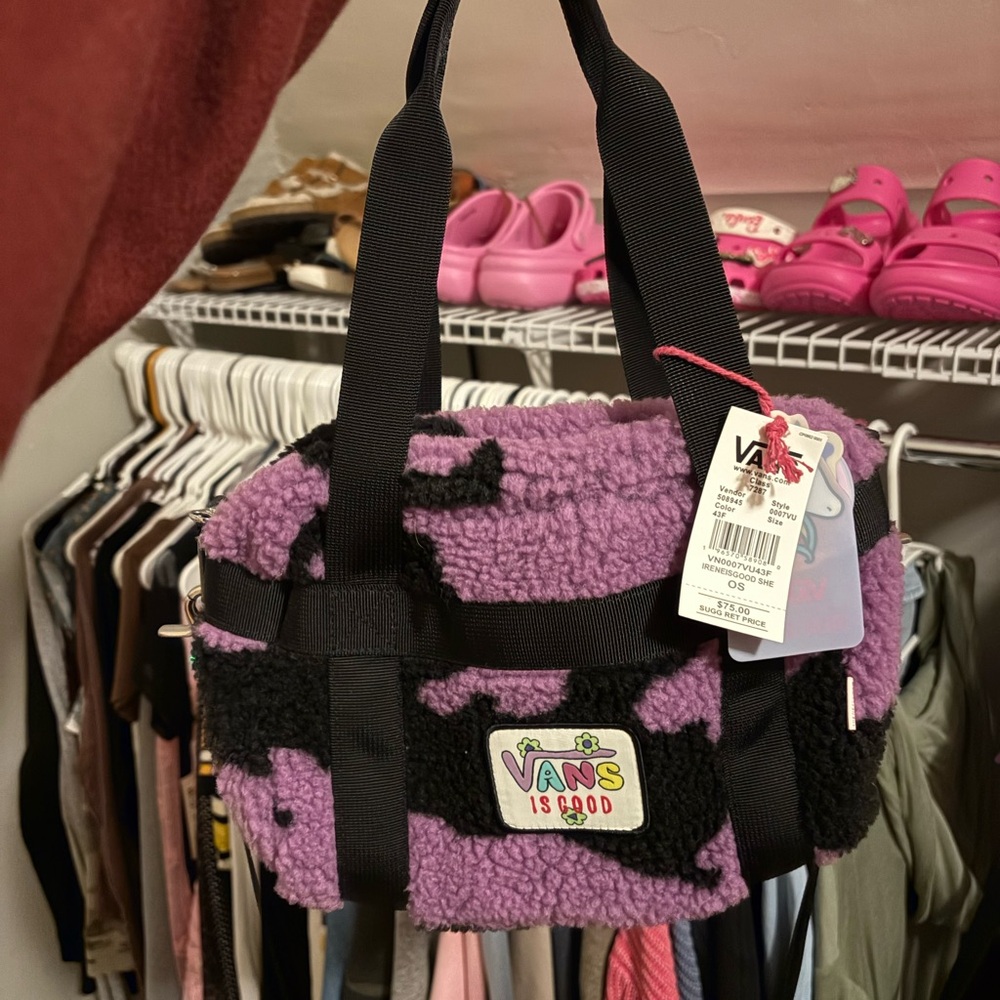 Vans Purple & Black Sherpa Tote Bag